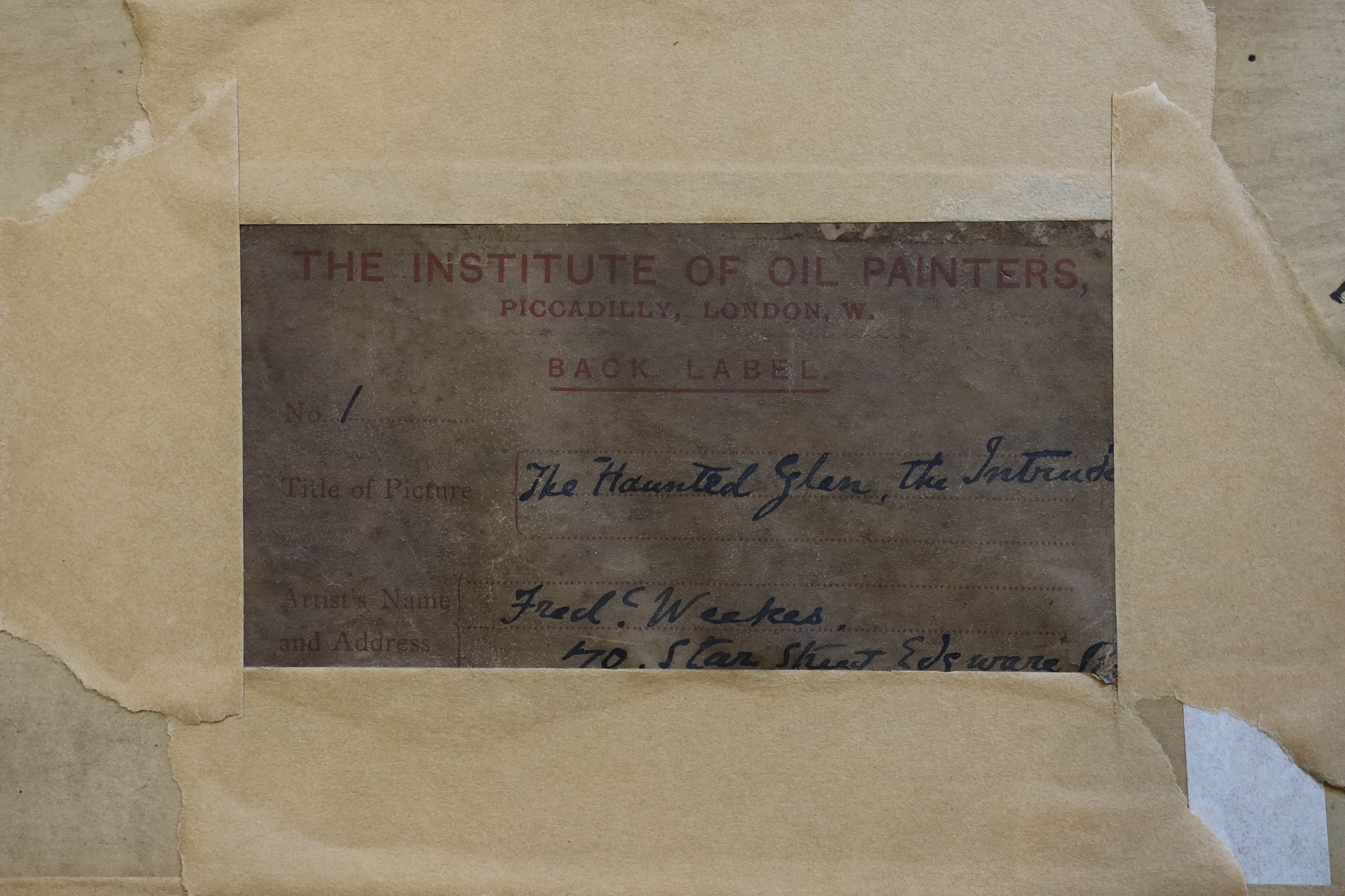 Frederick Weekes (British, fl.1854-1893), 'The Haunted Glen, the Intruder', oil on board, 18.5 x 49cm